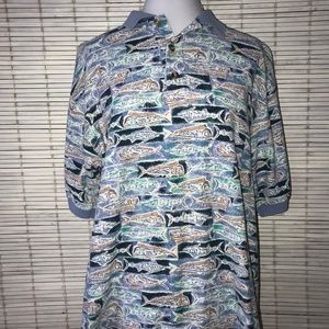 Kahala Vintage S Aloha Polo Fish Mahi Shirt Ocean Deep Sea Hawaii Salt Water